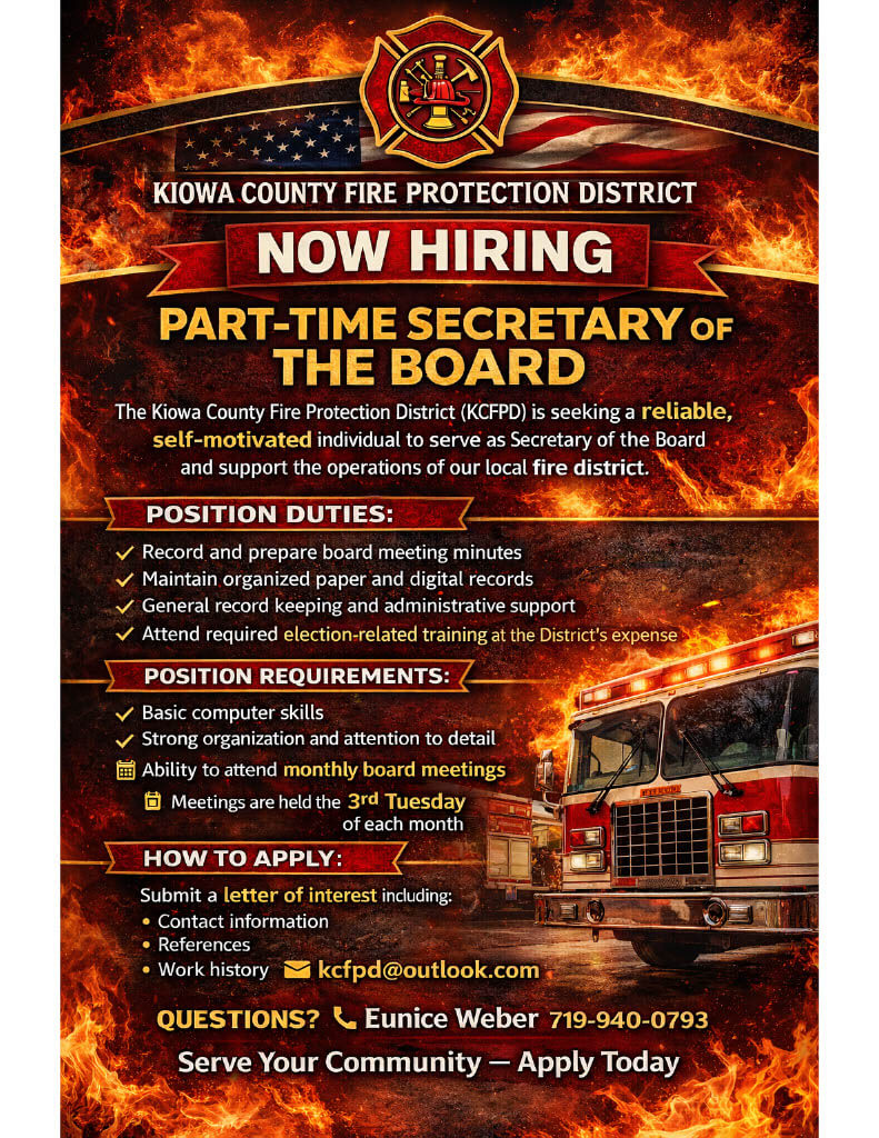 KCFPD Part Time Secretary Poster