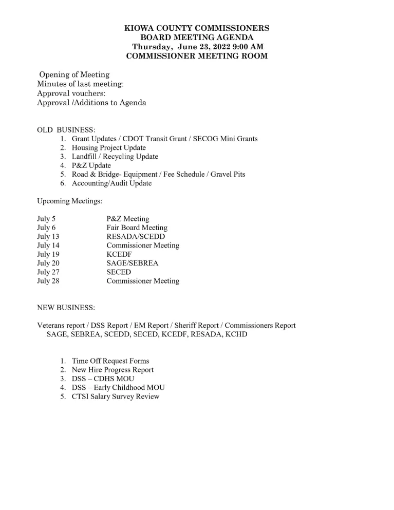6-23-2022 BOCC Meeting Agenda