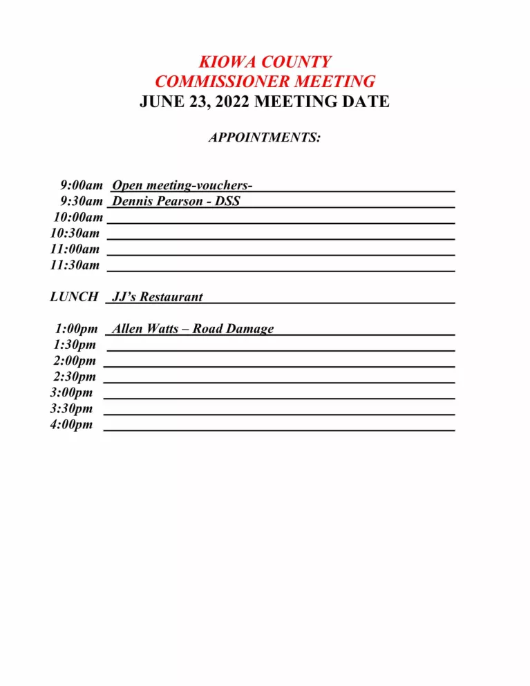 6-23-2022 BOCC Meeting Schedule